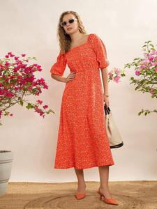 Vestido MIDI de mangas abullonadas de calidad superior para brunch o fiestas en el jardín y Bodas de verano disponible a un precio asequible - Product Image 5