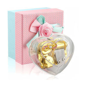 La Doyee Wind-Up Heart Mini Music Box La Vie En Rose Song Característica Cristal transparente Regalo <span class=keywords><strong>de</strong></span> aniversario <span class=keywords><strong>de</strong></span> boda - Product Image 1