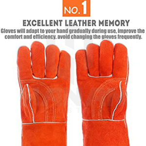 ถุงมืองานเชื่อมหนังแบบมืออาชีพถุงมือนิรภัยทนความร้อน - Product Image 2