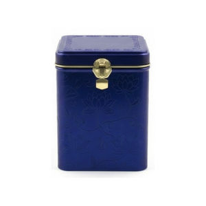 Boîte de rangement pour sachets de café et de thé en fer-blanc rectangulaire de petite taille, surface brillante/mate, qualité alimentaire, couvercle à fermeture - Product Image 2