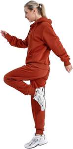 Ensemble de survêtement athlétique 2-en-1 en velours respirant pour femmes pantalons de survêtement à capuche et sweat à capuche zippé rayures avant Logo tenue de survêtement - Product Image 3