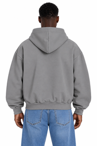 Sudadera con Capucha AURA para Hombre, Gris, con Cierre, Estilo Casual, Felpa, Corte Regular, Color Sólido, 100% Algodón, para Invierno, con Bolsillo - Product Image 2