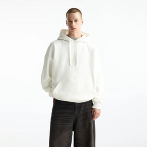 <b>Men's</b> <b>white</b> oversized hoodie relaxed fit soft fleece material stylish casual look perfect for everyday wear - Product Image 1