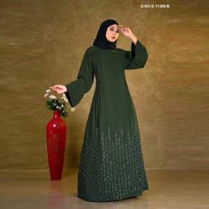 Abaya classique longue, écologique, respirante, vintage, formelle, avec détails brodés |   Tissu Nida - Product Image 2