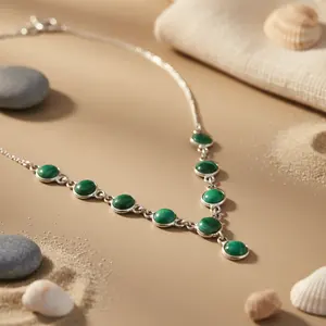 Collar de Plata 925 con Malaquita para Mujer, Joyería de Piedras Preciosas con Cuentas, a la Moda - Product Image 3