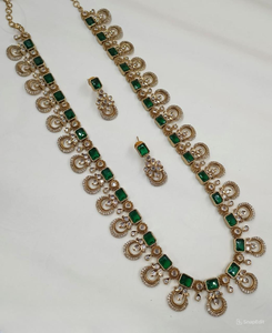 INDIAN TRADITIONAL and FASHIONABLE COPPER JEWELLERY <b>BRIDAL</b> WEDDING JEWELLERY <b>SET</b> for WOMEN EARRINGS and <b>NECKLACE</b> <b>SET</b> - Product Image 1