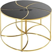 Table d'appoint et de bout en métal doré de luxe avec verre transparent Dernière table basse de salon et de chambre à coucher antiques au prix le plus bas