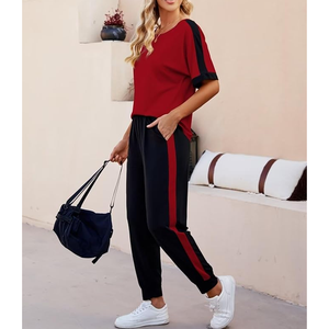 สเวตสูทผ้าฝ้ายผสมเทอร์รี่สำหรับผู้หญิงลายพื้นแบบลำลองสำหรับฤดูใบไม้ผลิ/ฤดูร้อนน้ำหนักเบา - Product Image 5