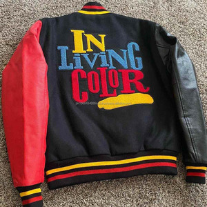 Chaqueta universitaria de cuero de invierno Unisex, cierre abotonado bordado, diseño de soporte informal, con capucha, bloque de Color personalizado, tela Letterman - Product Image 2