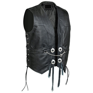 Vente chaude hommes gilet en cuir de vachette vêtements d'extérieur d'hiver de haute qualité avec conception coupe-vent tissu de toile court - Product Image 1