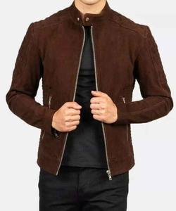 Chaqueta de cuero de gamuza de piel de oveja de alta calidad para hombre Nuevo diseño Chaqueta de motorista de moda Cierre de cremallera y bolsillos con cremallera - Product Image 1