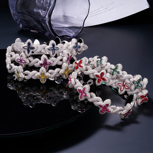 Wholesale Fine Jewelry Colorful Four Leaf Clover 925 Silver Luxury Cuban Link Iced Vvs Moissanite Rhodium <b>Bracelets</b> Bangles - Product Image 4