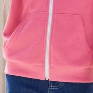 เสื้อมีฮู้ดลายทางสีชมพูอ่อนมีฮู้ดผ้าฟลีซผ้าฝ้ายสีและงานปักตามสั่งสำหรับราคาดีที่สุดขายดีสำหรับทุกเพศ - Product Image 3