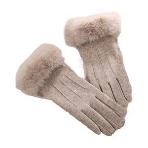 Gants en cuir de mouton naturels respirants pour l'hiver, couleur marron, en laine chaude, à la mode, vente en gros - Product Image 3