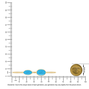 Bracelet tendance pour homme et femme en or 18 carats plaqué or, finition haute qualité, serti de pierres naturelles turquoise ovales et marquises, réglable - Product Image 2