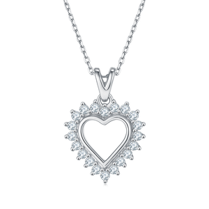 Pendentif Charme en Moissanite VVS de Haute Qualité, Design Halo Cœur Ouvert, Argent Sterling 925, Bijoux de Luxe Multicolores à la Mode pour Femmes - Product Image 1