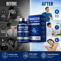 Capsules de complexe de magnésium 12 en 1, 12 formes actives de magnésium, absorption élevée, soutien pour le sommeil, les muscles et les nerfs, étiquette privée OEM