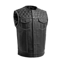 Chaleco de motorista de cuero de vaca para hombre estilo Club de cuero desnudo de diamante Chaleco de vaquero para motocicleta
