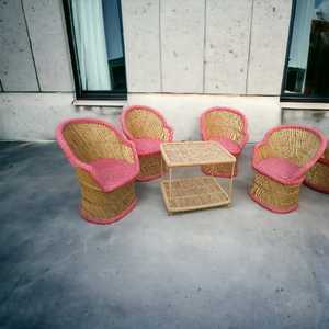 Ensemble 4 chaises de jardin élégant pour restaurant avec table Meubles en canne de bambou pour hôtel, restaurant, piscine, jardin et pelouse - Product Image 2