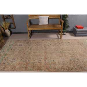 4.7x9.9 ft Rug, Turkish Vintage Rug, <b>Brown</b> <b>Wool</b> Rug - Product Image 3