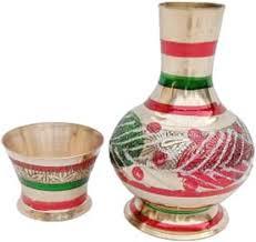 <b>Arabic</b> Brass Metal Aftaba Silapchi <b>Set</b> With Stand Hand Crafted Brass Aftaba With Gold - Product Image 2