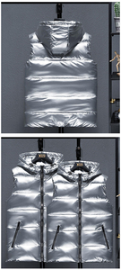 Chaleco acolchado grueso para hombre con logotipo personalizado sin mangas, abrigo cálido y transpirable con estampado de cremallera para invierno - Product Image 5