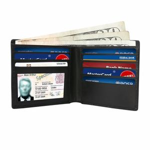Genuine Leather RFID Blocking Slim <b>Card</b> <b>Holder</b> <b>Wallet</b>-Vintage Black - Product Image 3