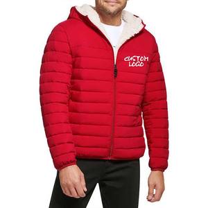 Veste matelassée en toile légère à col montant pour homme Manteau d'hiver en duvet matelassé avec caractéristique coupe-vent - Product Image 4