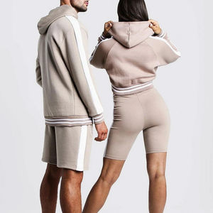 ชุดวอร์มมีฮู้ดสำหรับฤดูหนาวแบบกำหนดเองสำหรับคู่รัก ชุดออกกำลังกายผ้าฝ้าย 100% ชุดเข้าชุดสำหรับผู้ชายและผู้หญิง - Product Image 2