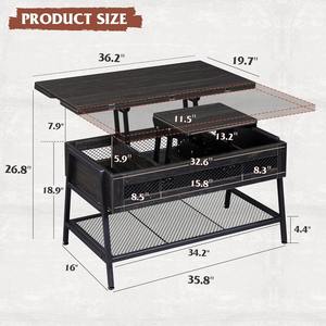 <span class=keywords><strong>Table</strong></span> <span class=keywords><strong>basse</strong></span> élévatrice 3 en 1 avec rangement caché <span class=keywords><strong>Table</strong></span> à manger à deux tables élévatrices <span class=keywords><strong>Table</strong></span> multifonctionnelle convertible pour le salon - Product Image 5