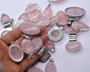 Tendance chaude 925 Antigue Pendentif En Argent Collier Superbe Rose Quartz Gemstone Vintage Bijoux De Mode pour Enfants En Vrac - Product Image 1