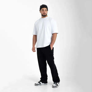 Poids lourd 100% coton uni personnalisé hommes surdimensionné épaule tombante t-shirt impression blanc blanc grande taille hommes t-shirts avec logo - Product Image 6