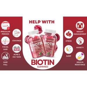 Gomitas de Biotina con Vitamina B7 Sin GMO, Deliciosos Suplementos en Gomitas para la Salud del Cabello, la Piel y las Uñas de Adultos y para el Apoyo del Metabolismo Energético - Product Image 3