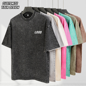 T-shirt surdimensionné délavé à l'acide vintage personnalisé en gros pour hommes 100% T-shirt long en coton épais et décontracté à motif imprimé solide - Product Image 2