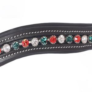 Couture et rembourrage blancs de qualité supérieure Bande de front de cheval en cuir rembourrée à canal vide incrustée de cristaux ronds multicolores Bande de front bling - Product Image 3