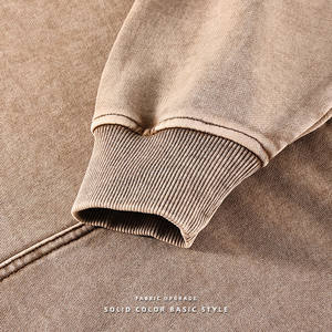 Personnalisé surdimensionné français éponge 100% coton délavé à l'acide Vintage sweats à capuche lourds sans ficelle en gros 420 Gsm sweats à capuche pour hommes - Product Image 5