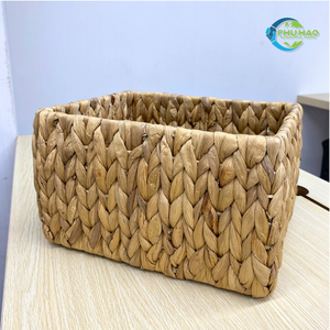 Handcrafted Vietnamese Rectangle WATER HYACINTH <b>BASKET</b> <b>With</b> Iron Frame and Customizable <b>Lids</b> Laundry Organizer - Product Image 2