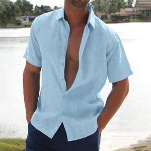 2025 verano moda explosiva Casual de manga corta camisa de hombre de alta calidad cárdigan de punto de solapa ropa de hombre de Color sólido - Product Image 3