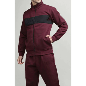 Survêtement Premium pour Hommes |   Ensemble de performance rayé marron et noir |   Ensemble de survêtement deux pièces à fermeture éclair intégrale Urban Athletic Gym Training - Product Image 2