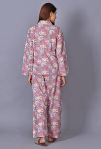 Conjunto de pijama de algodón con estampado de bloques: ropa de dormir india, regalo de verano para su dama de honor Pj Lounge Wear - Product Image 4