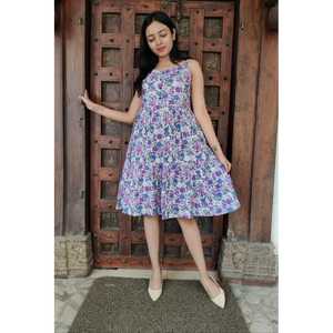 Nouvelle robe midi en coton imprimé 2024 Summer Wear - Product Image 1