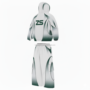 280 GSM coquille souple polyester coupe-vent survêtement ensemble deux tons blanc vert motif logo personnalisé impression broderie grande taille - Product Image 5