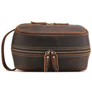 Neceser cosmético de cuero de búfalo de alta calidad con acabado premium y logotipo personalizado, se acepta cuero de búfalo de grano completo refinado - Product Image 6