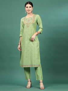 ชุดพิมพ์ลายสีเขียวจากนักออกแบบชุดสูท Salwar Kameez แบบพรีเมี่ยมชุดพิมพ์ลายสีเขียวสำหรับงานแต่งงานและงานเทศกาล OEM - Product Image 4