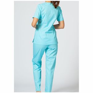 Conjuntos de uniformes de enfermería, conjuntos de uniformes de Enfermería de tela médica de manga corta con cuello levantado - Product Image 2