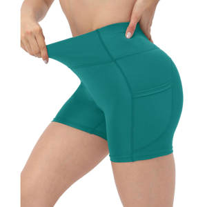 กางเกงโยคะขาสั้นผ้าสแปนเด็กซ์/ โพลีเอสเตอร์สำหรับผู้หญิงยกกระชับบั้นท้ายสำหรับยิมฟิตเนส - Product Image 2