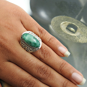 Bijoux de pierre de naissance de mai en argent sterling 925 pierre précieuse émeraude naturelle Style classique bague Boho pour femme filles bijoux faits à la main - Product Image 3