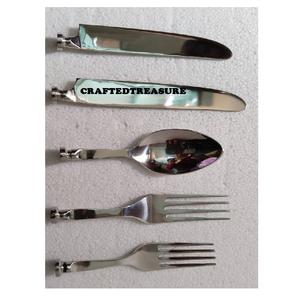 Ustensiles de cuisine Vaisselle Couverts Serveur à salade en acier inoxydable avec manche en feuille Servir les aliments Spork Salade Fourchette Cuillère Serveur Ensemble - Product Image 2