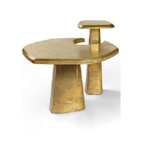 Mesa de centro de estilo europeo moderno nórdico con base de aluminio, superficie de mármol, redonda, de metal dorado, de lujo, de vidrio, para sala de estar - Product Image 5