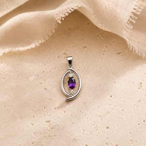 <b>Amethyst</b> Oval Charm <b>Pendant</b> Handmade Religious Jewelry with Opal Turquoise Ruby Quartz Emerald & Onyx Accents - Product Image 5